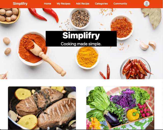 home page of Simplifry 